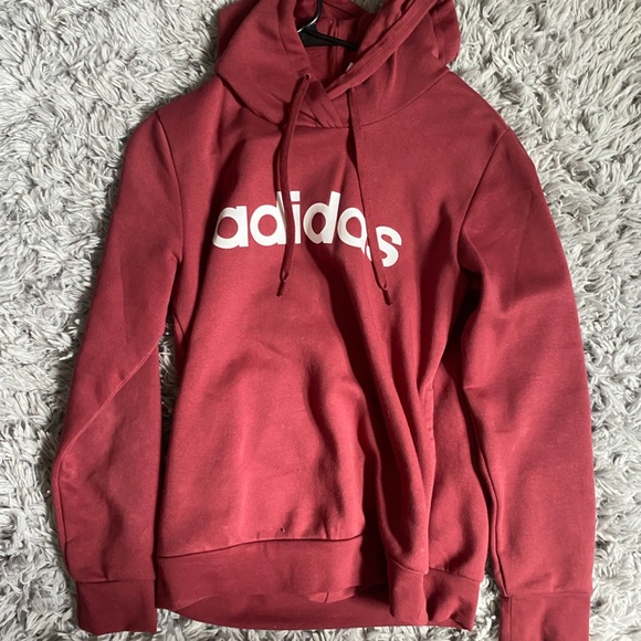 Adidas Tops - Adidas Red/Pink Logo Hooded Sweatshirt